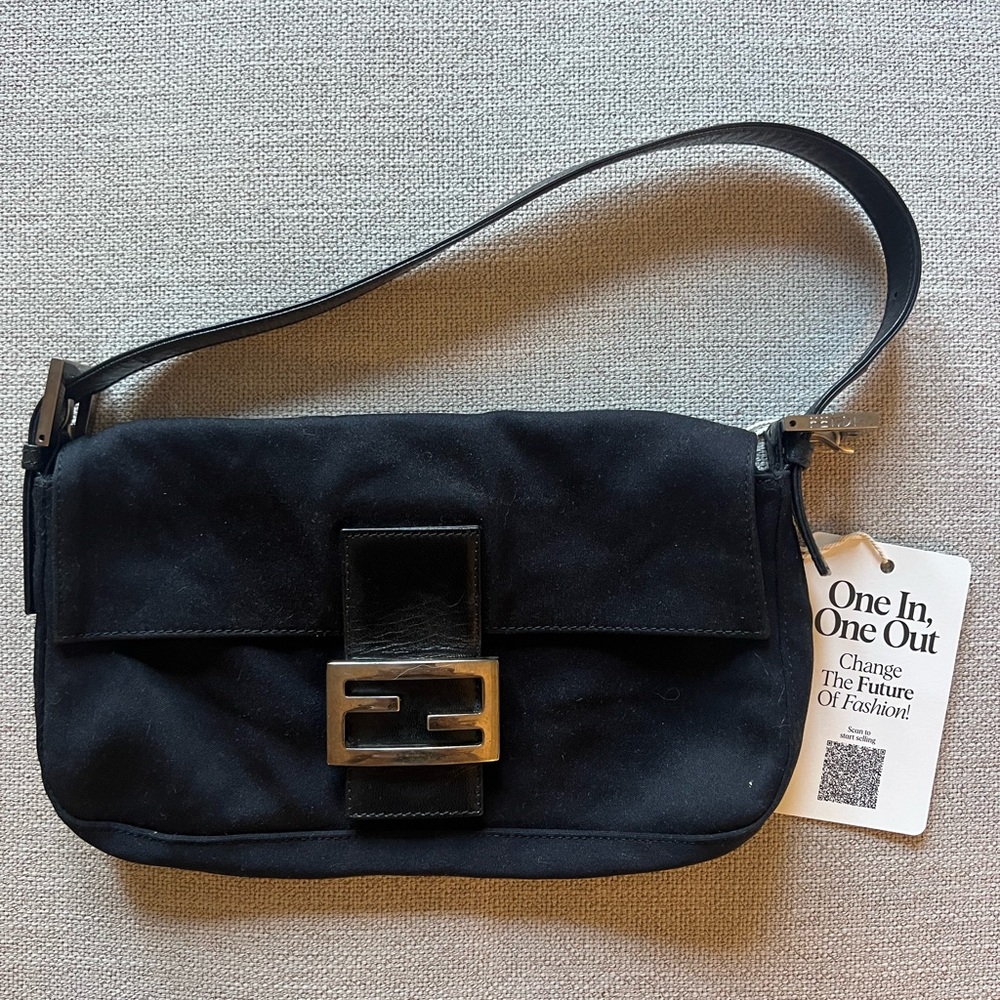 SOLD: Fendi Black Shoulder Bag with Logo Buckle